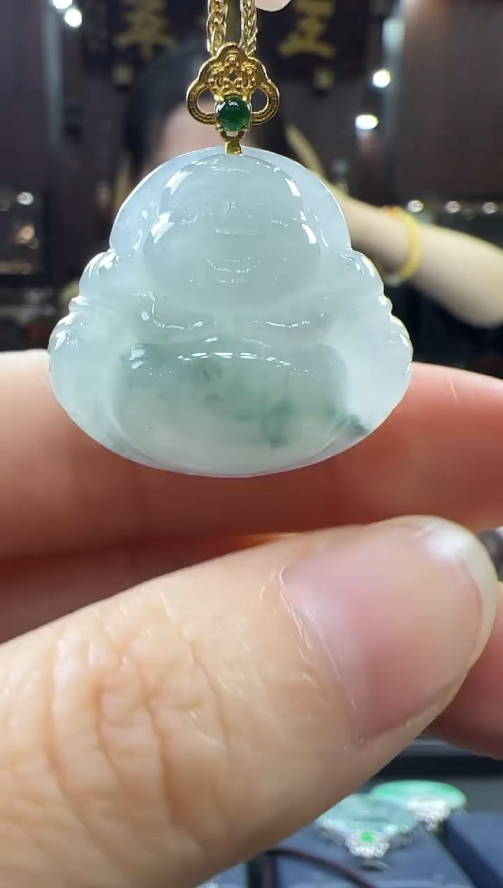 【闪购商品】翡翠挂件18K金镶嵌佛公不含链