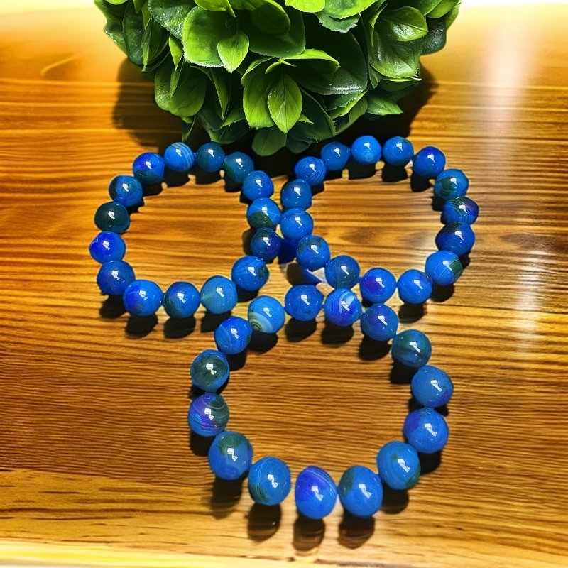 S7328【任会长珠宝】蓝血海灵芝玛瑙玉蓝手串-多样性只发一件