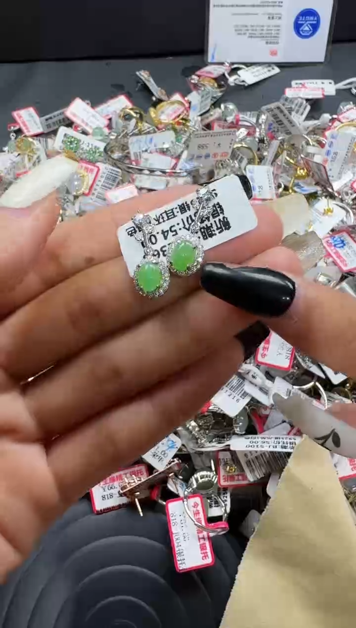 翡翠戒指银S925镶嵌戒指153