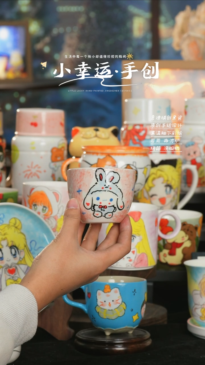 【闪购商品】小幸运纯手工手绘陶瓷