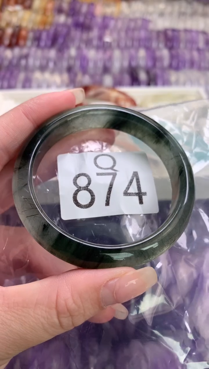 水晶珠宝半成品未镶嵌摇**蚪水晶手镯874-54