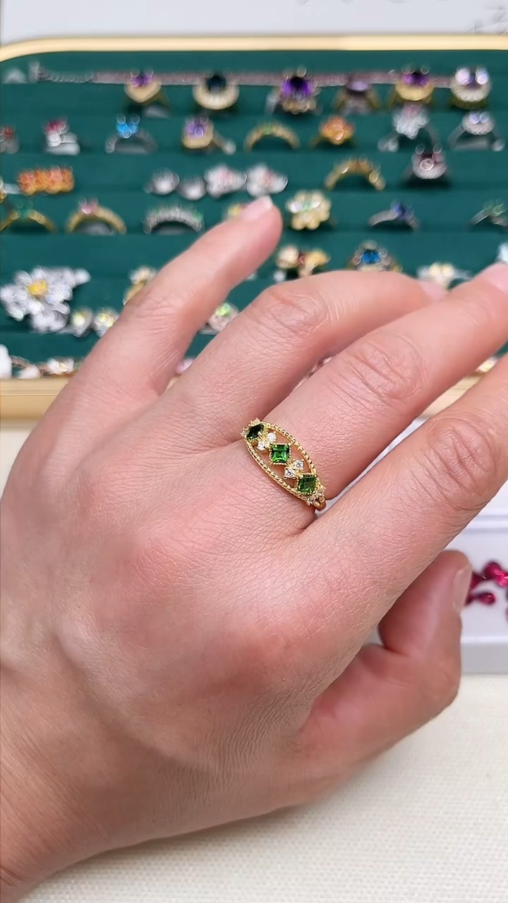 【闪购商品】透辉石1银S925镶嵌戒指