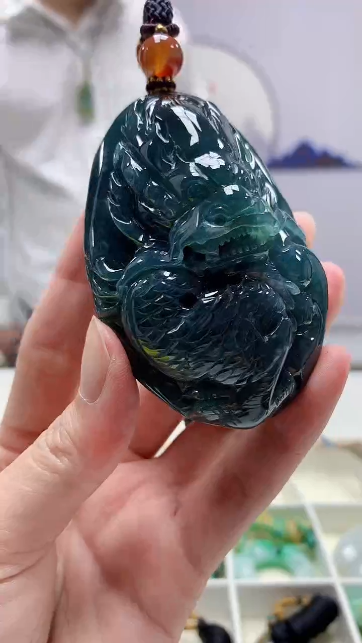 【闪购商品】定制翡翠未镶嵌5028zm-毛货挂件116龙牌