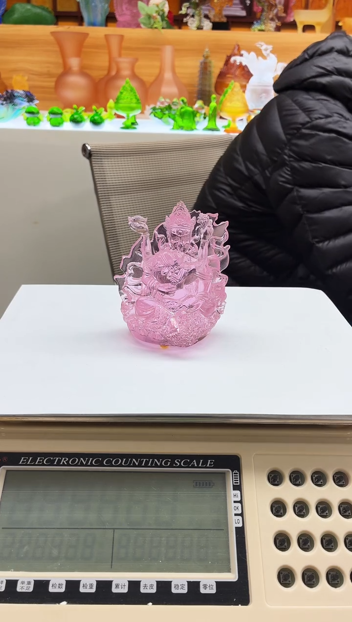 手工艺品琉璃五路财神之一粉色11公分