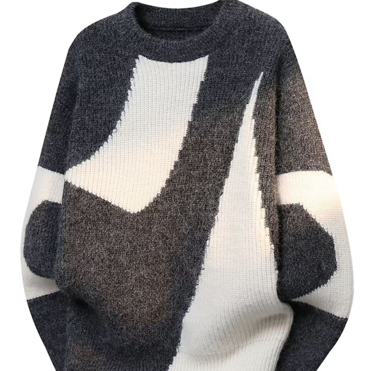 撞色秋冬针织保暖圆领针织衫毛衣条纹韩版宽松J017