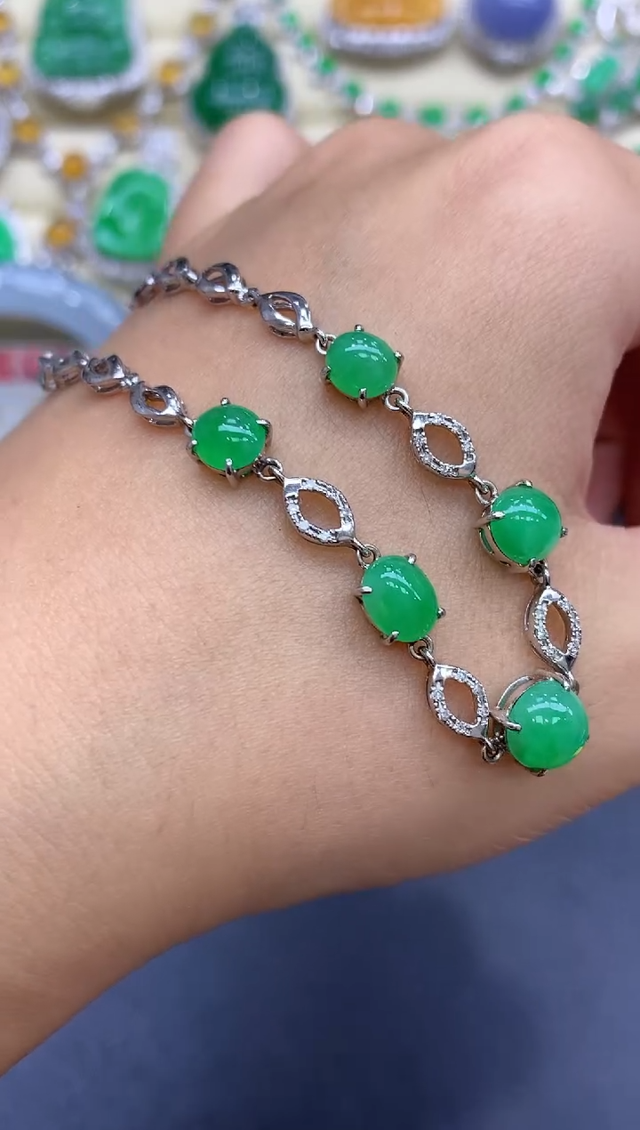 18K金镶嵌手链翡翠363-中国好珍宝