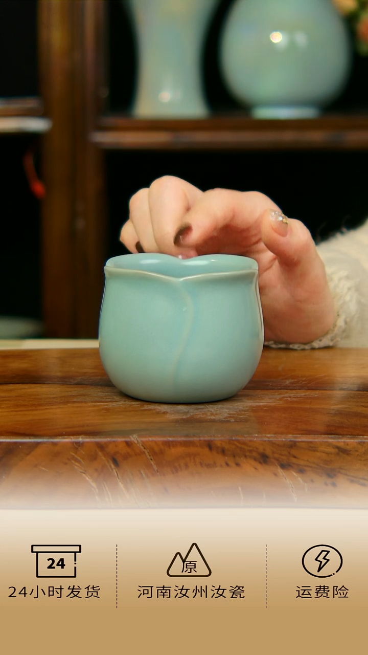全手工仿古釉玉兰杯不完美