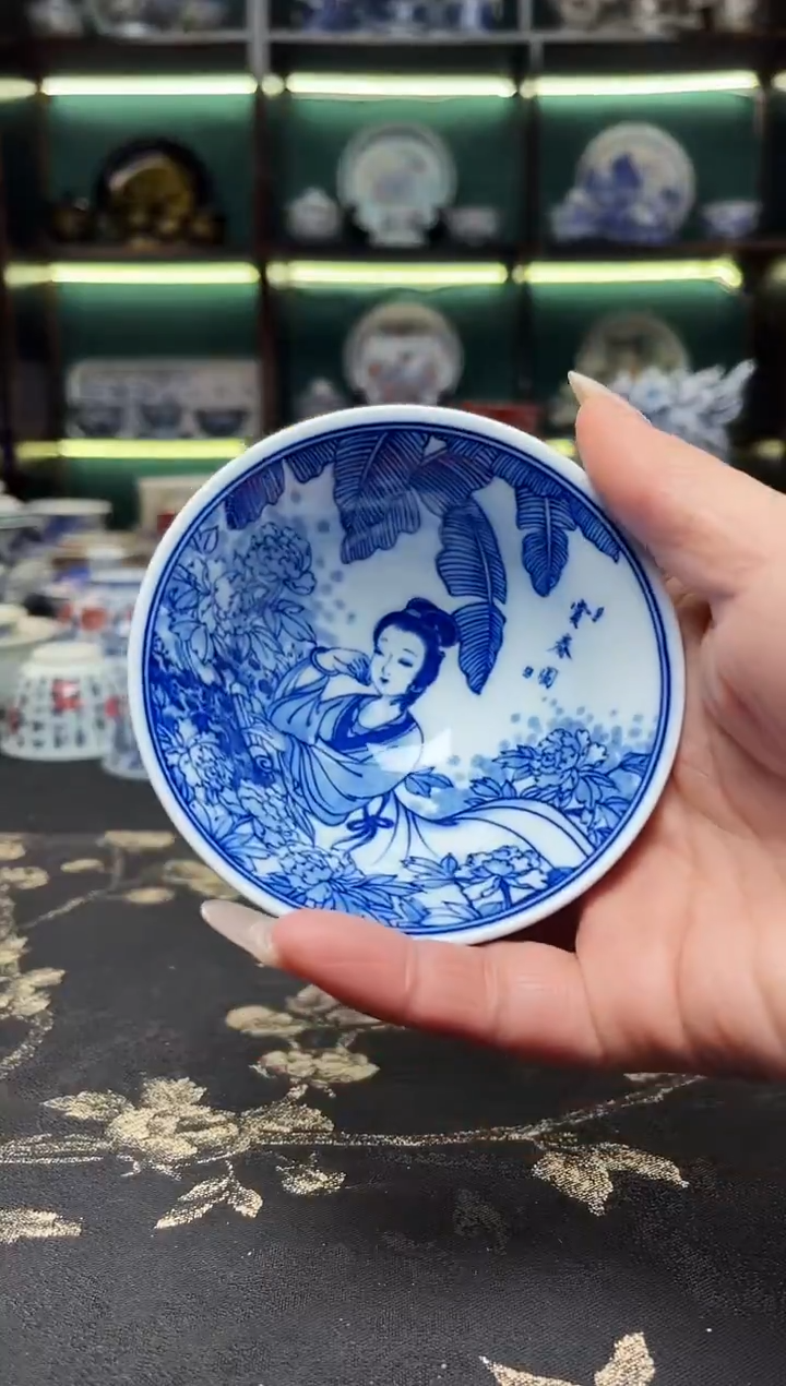 陶瓷景德镇龙御陶瓷高温陶瓷茶具人物斗笠杯70cc