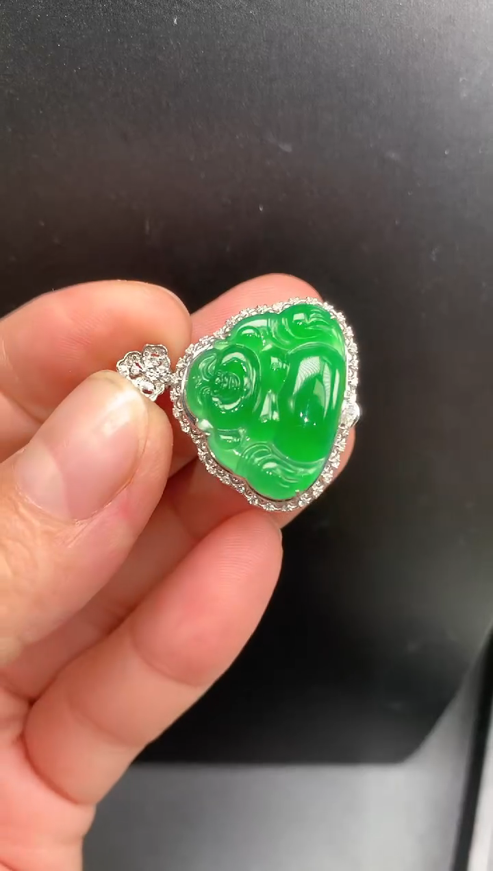 【闪购商品】翡翠颈饰18K金镶嵌佛公