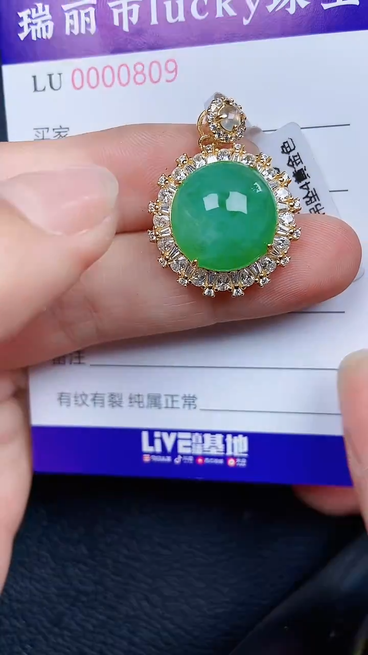 颈饰银S925镶嵌翡翠0809