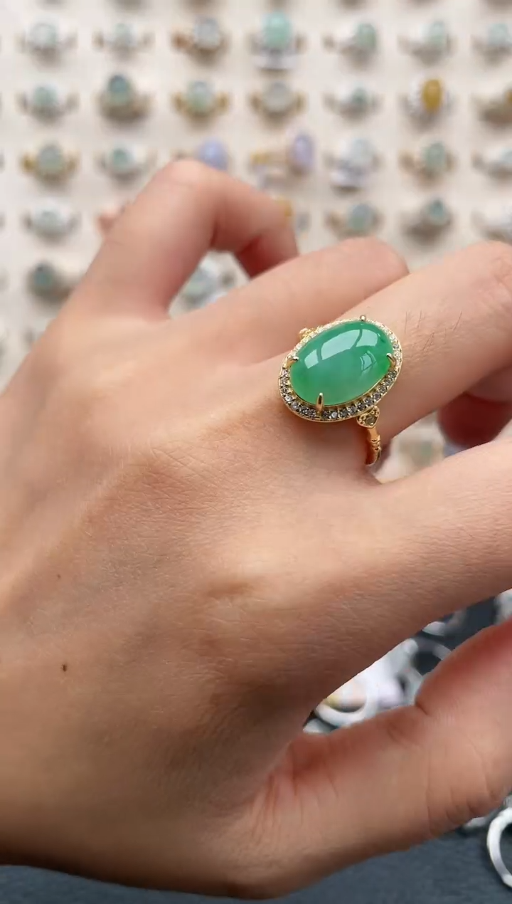 翡翠戒指银S925镶嵌1111