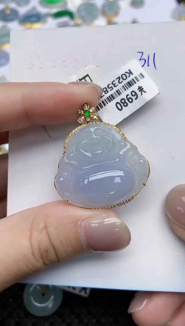 【闪购商品】翡翠颈饰18K金镶嵌天然翡翠A货