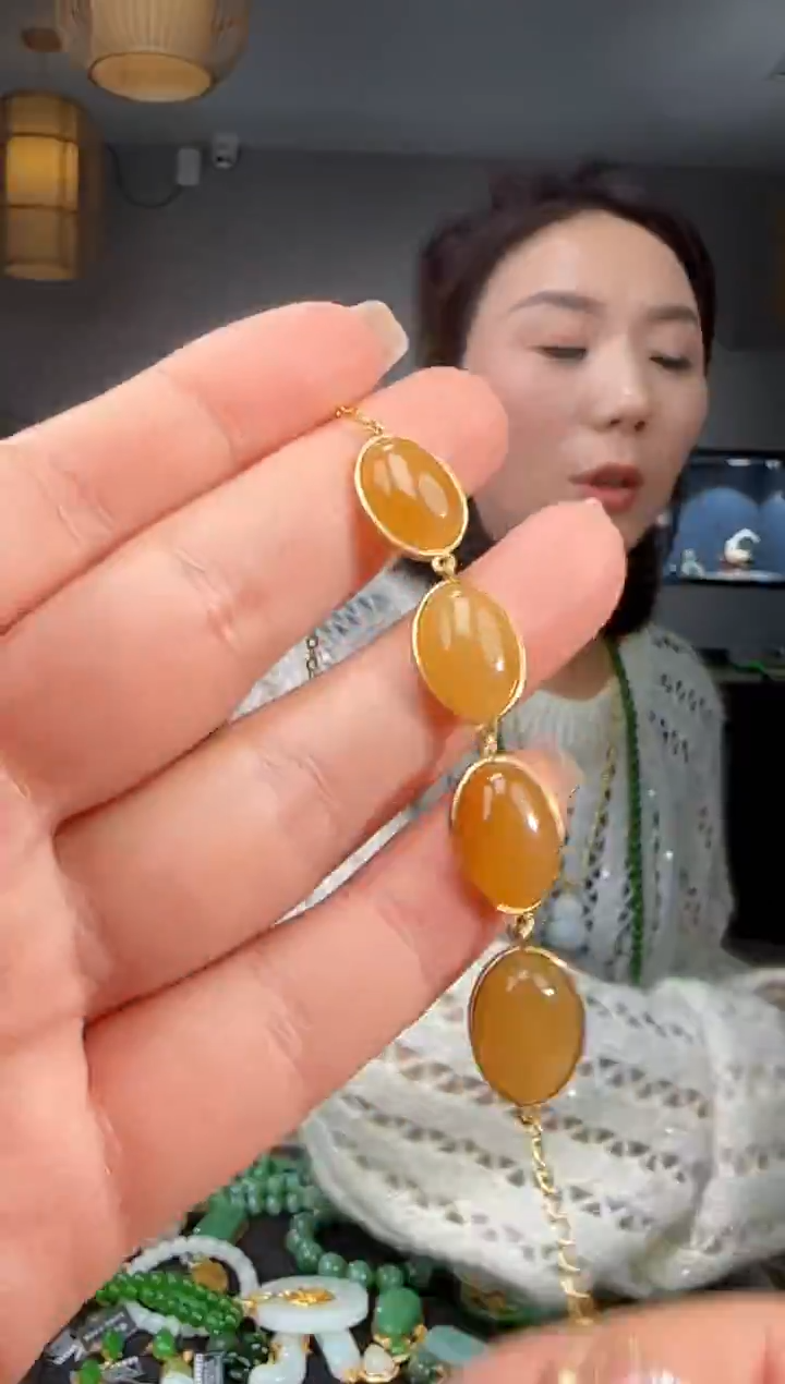 银S925镶嵌手链和田玉1