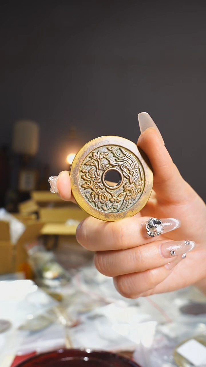 【闪购商品】铜龙凤呈祥吉语花钱/4.3cm/026