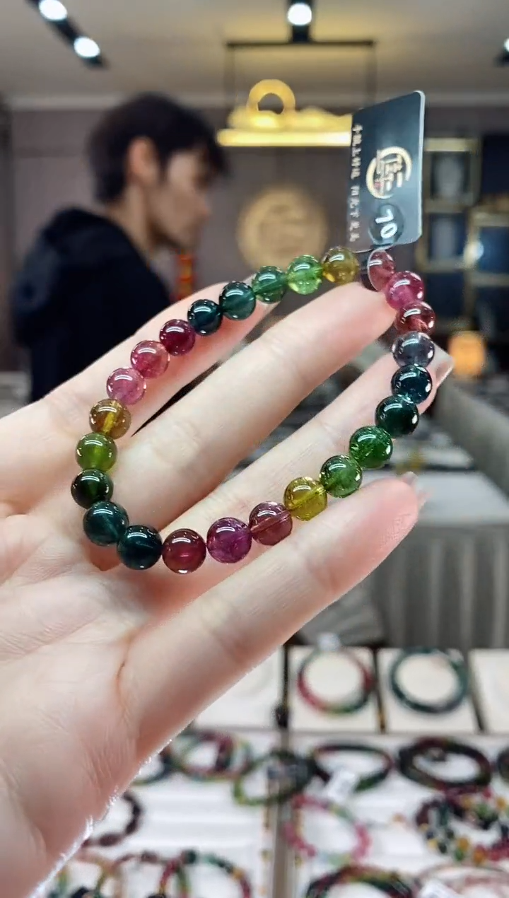 【闪购商品】碧玺收藏级单圈手串7mm+未镶嵌一物一证dan