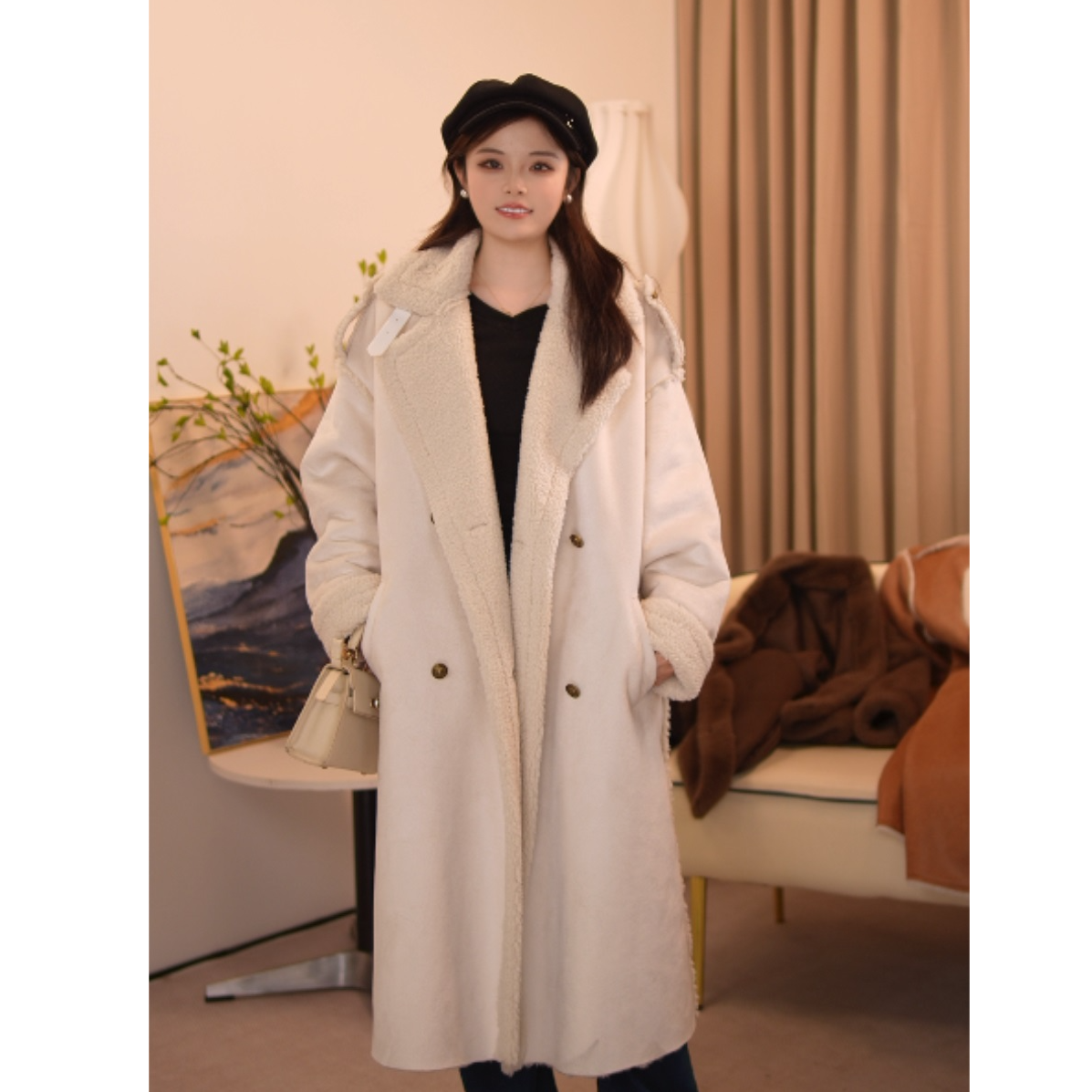 【雅雅】冬季新款毛毛大衣外套轻奢气质高级爆款女长款