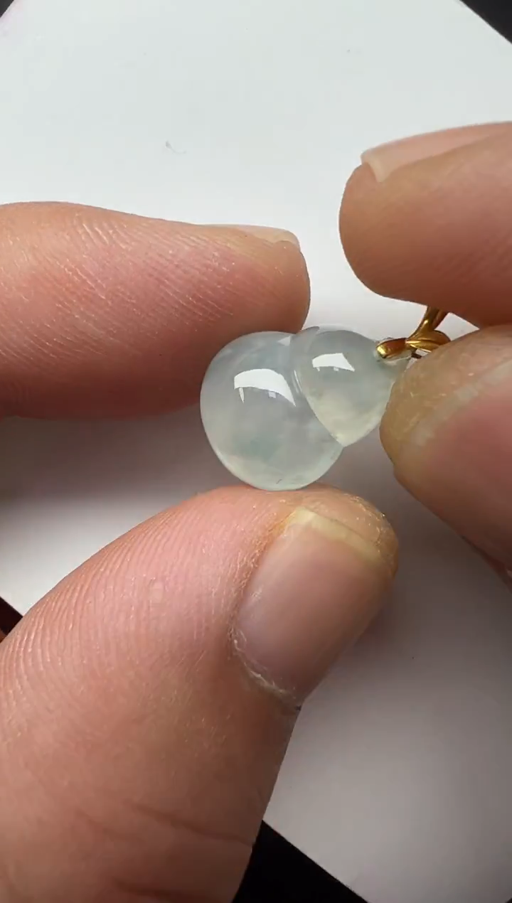 颈饰18K金镶嵌翡翠（34号） 纯天然A货缅甸翡翠 葫芦锁骨吊坠