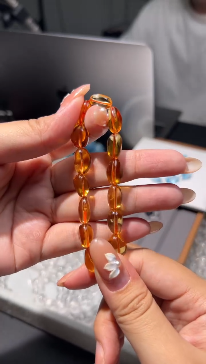 未镶嵌手链黄晶巴西暴力黄黄水晶糖豆