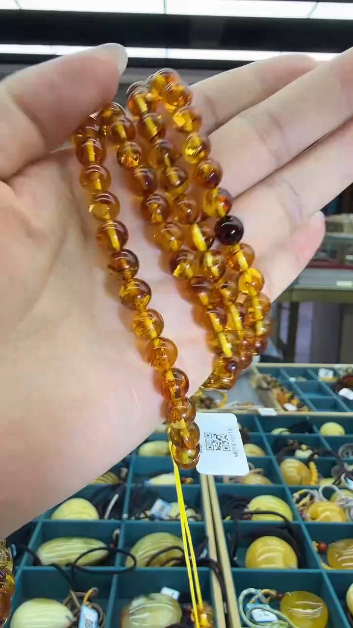 琥珀颈饰未镶嵌72秒拍号 假一罚三 7mm