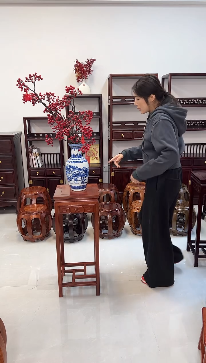 花梨木类家具微瑕花梨木花架（花梨色）