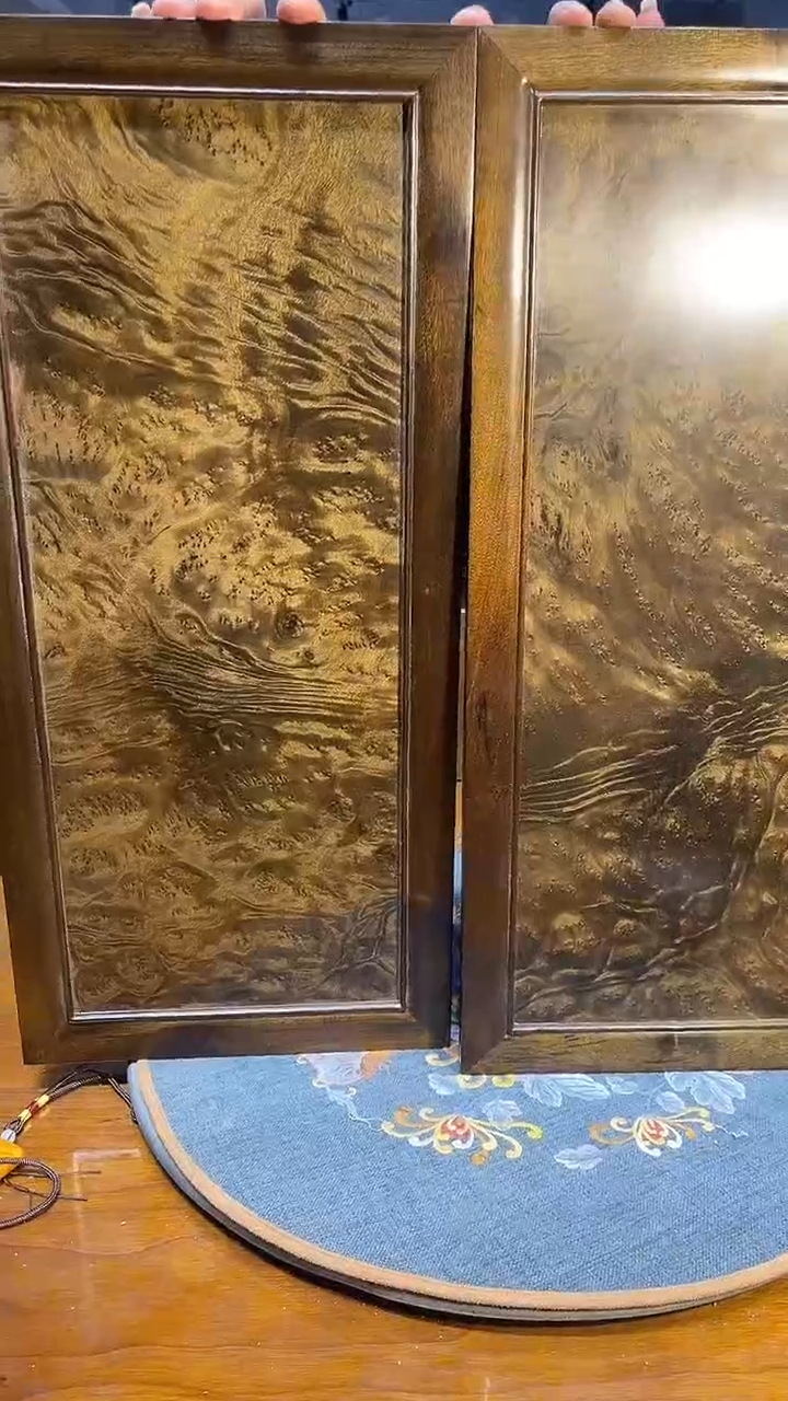 乌木类成套家具瘤疤挂屏一对 s54