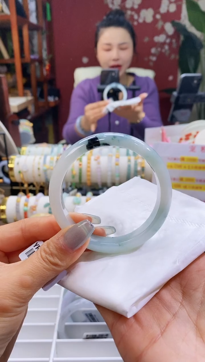 【闪购商品】翡翠手镯未镶嵌25蓝花58-60/12.2*7.6