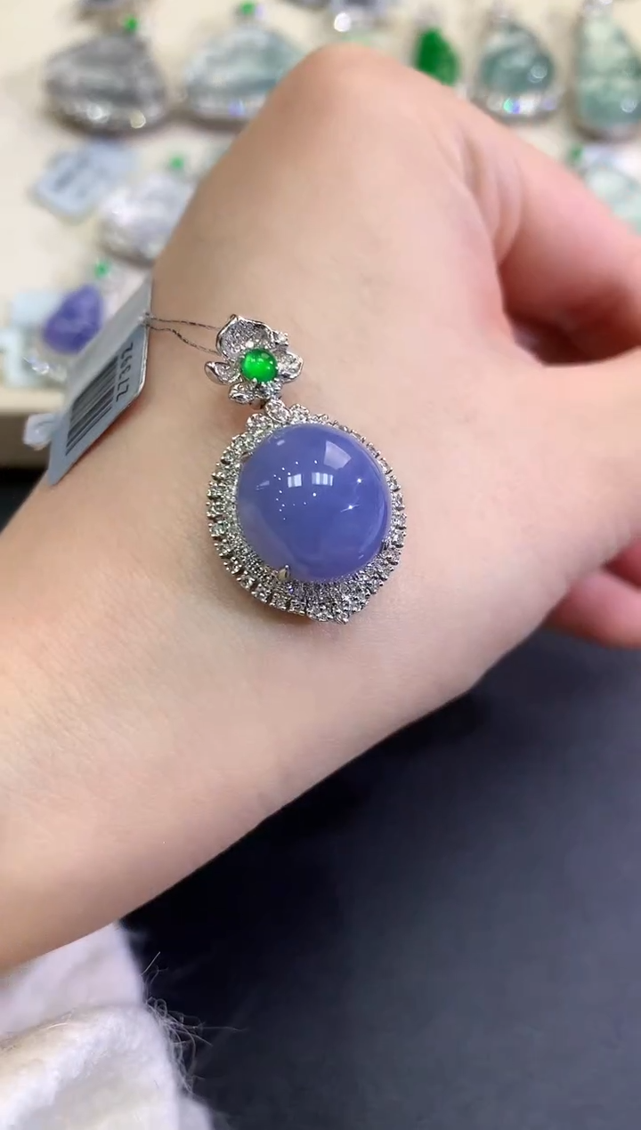 【闪购商品】翡翠颈饰18K金镶嵌D62  紫货有色差