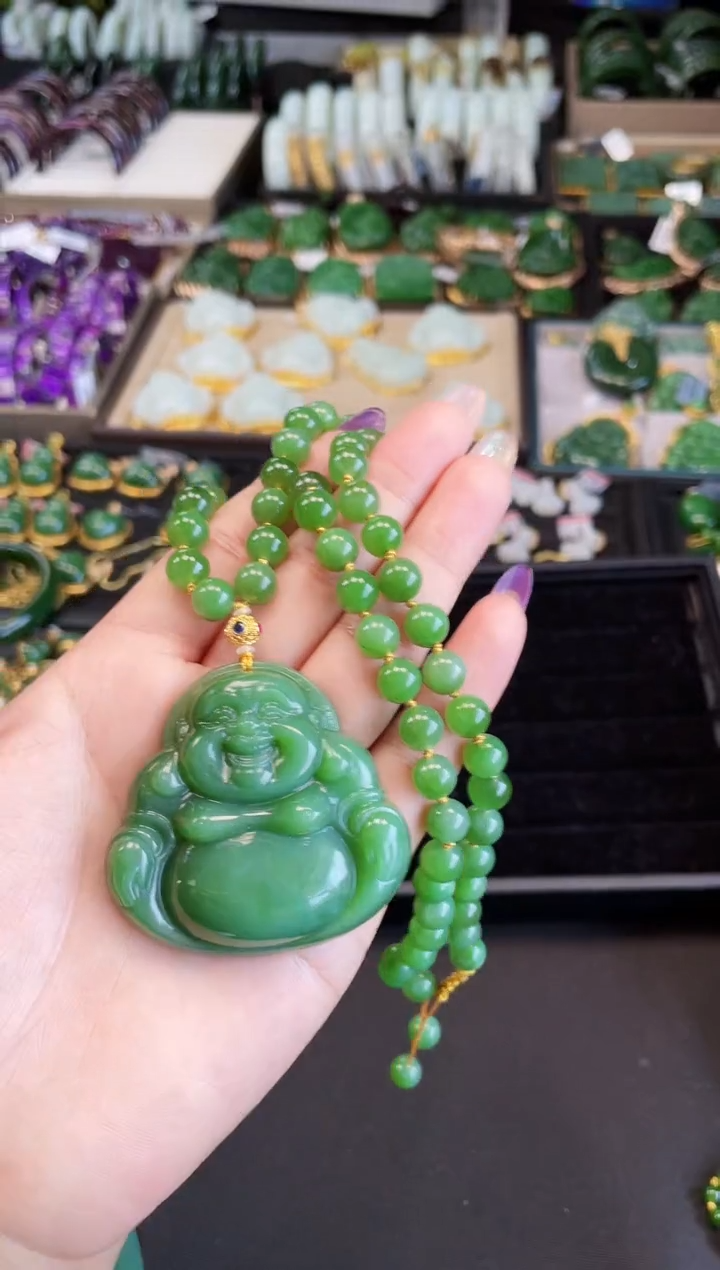 【闪购商品】和田玉套链18K金镶嵌50MM 多样性发一