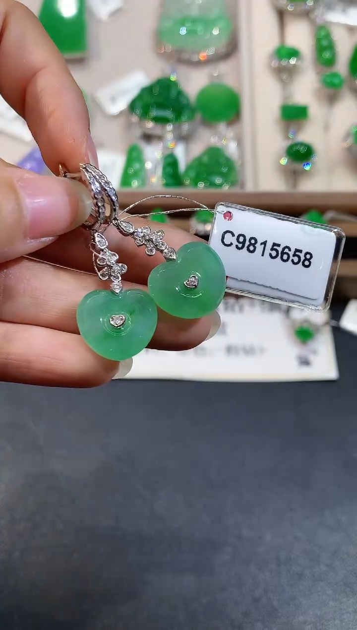 【闪购商品】翡翠18K金镶嵌耳饰CJ5658