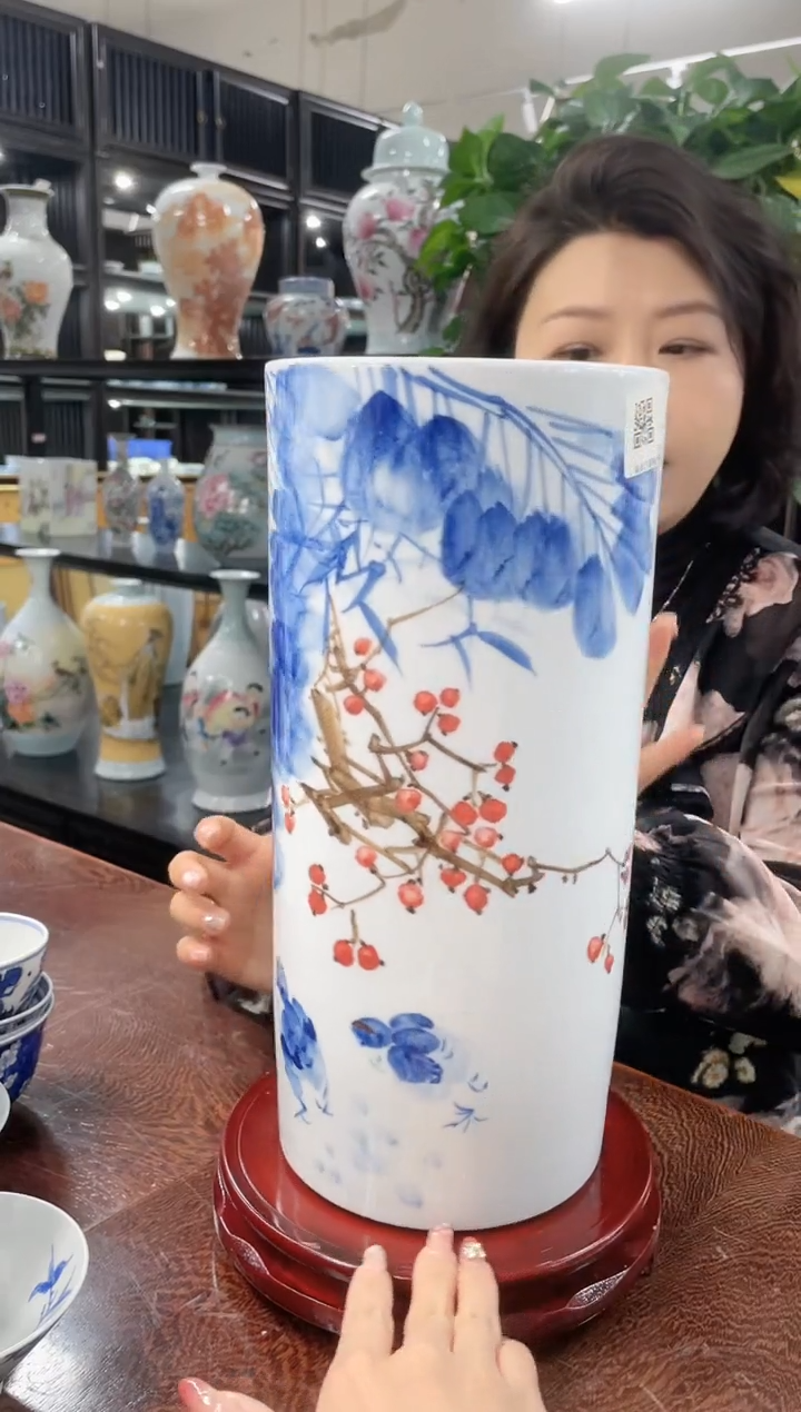 【闪购商品】015陶瓷供应链青花芭蕉硕果累累画片帽筒