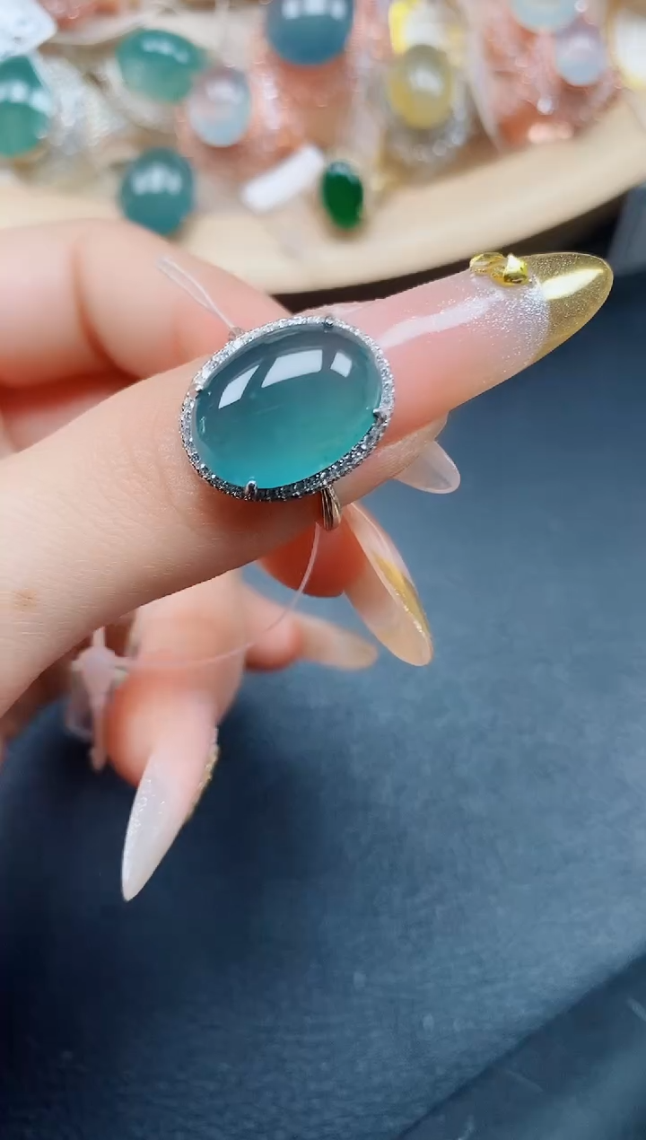 【闪购商品】翡翠戒指银S925镶嵌翡翠