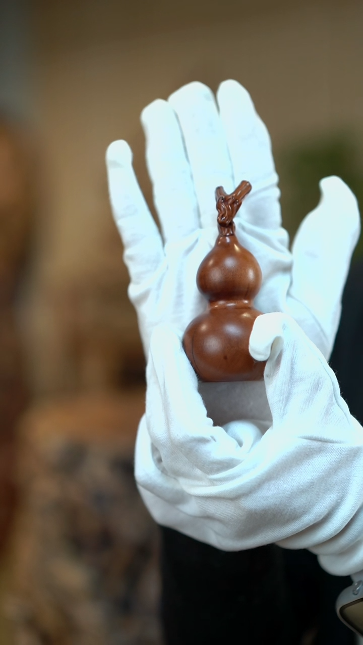 枣木雷击枣木手把件葫芦