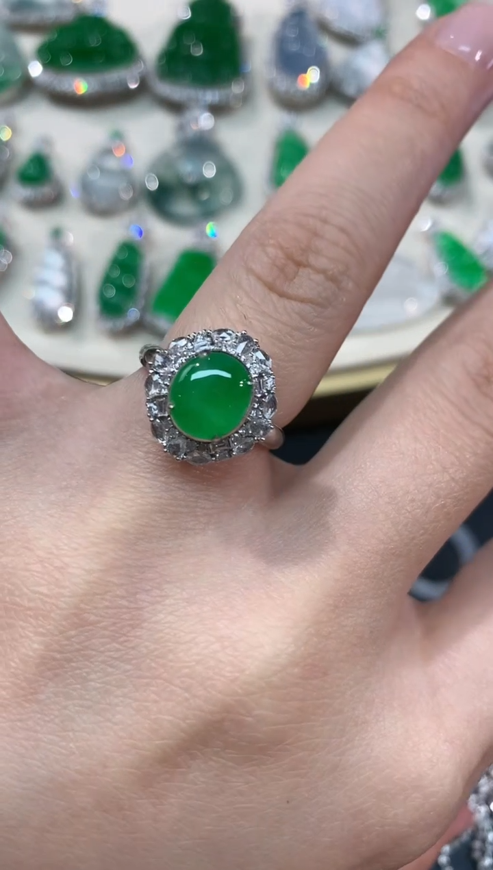 【闪购商品】翡翠戒指18K金镶嵌戒指A158|15800