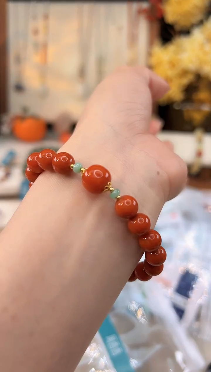 【闪购商品】南红玛瑙手饰18K金镶嵌@@F921C014193