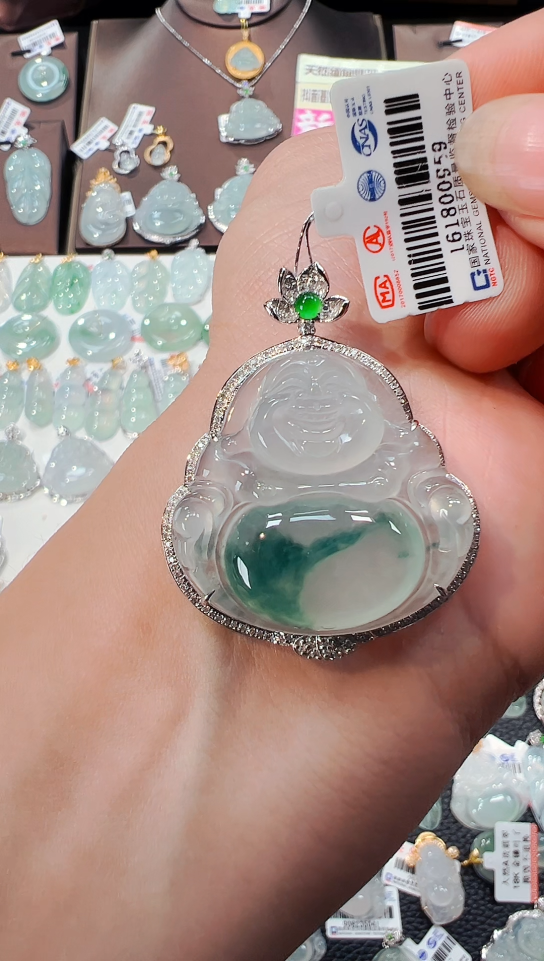 【闪购商品】翡翠吊坠(不含链)18K金镶嵌佛公吊坠959