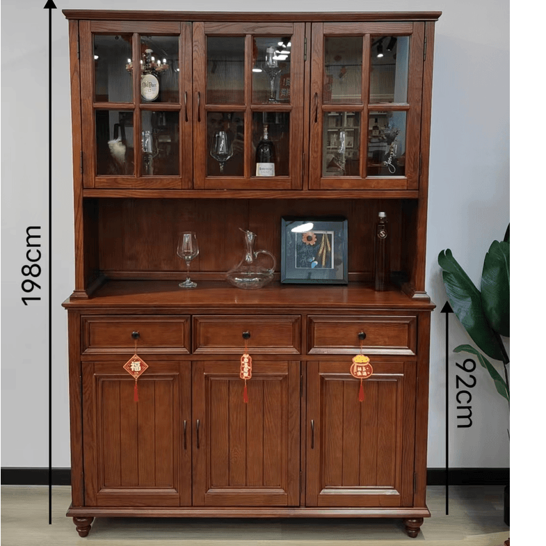 玄关展示柜欧式书柜客厅隔断中式双门简约美式餐边柜1.38 M大容量
