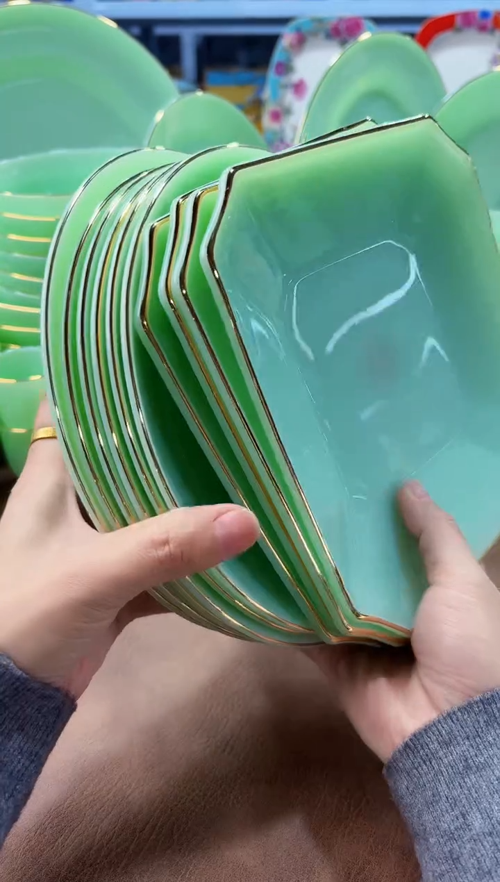 玉瓷 方盘4个 8英寸深盘6个景德镇陶瓷