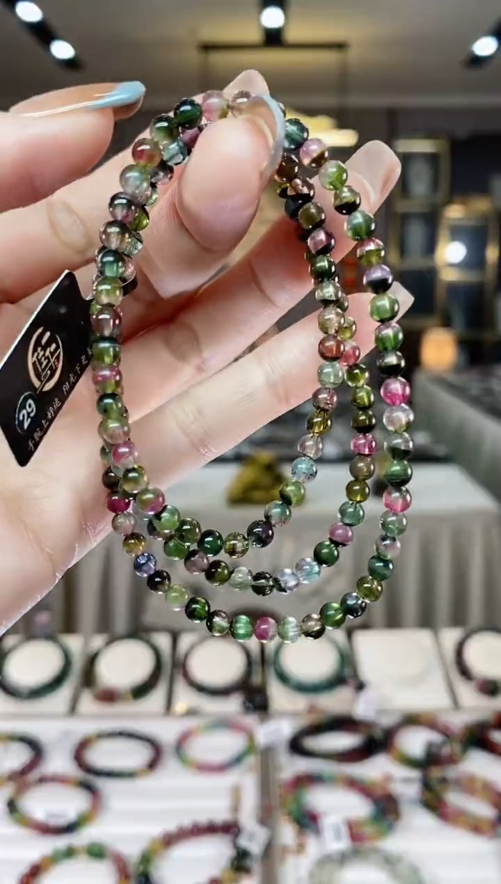 【闪购商品】碧玺西瓜三圈手串4mm+未镶嵌多样性发货一条dan