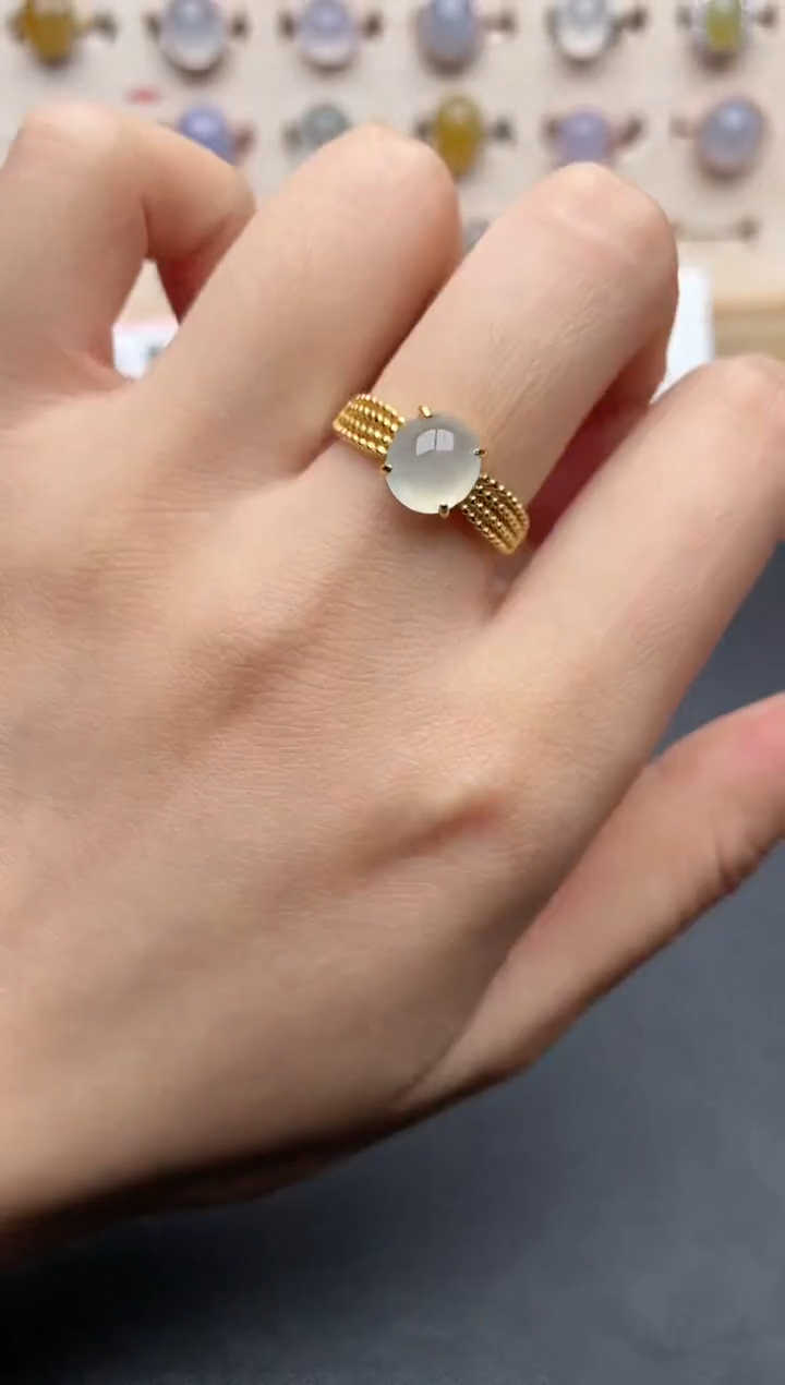 【闪购商品】翡翠戒指银S925镶嵌一物一证一礼盒