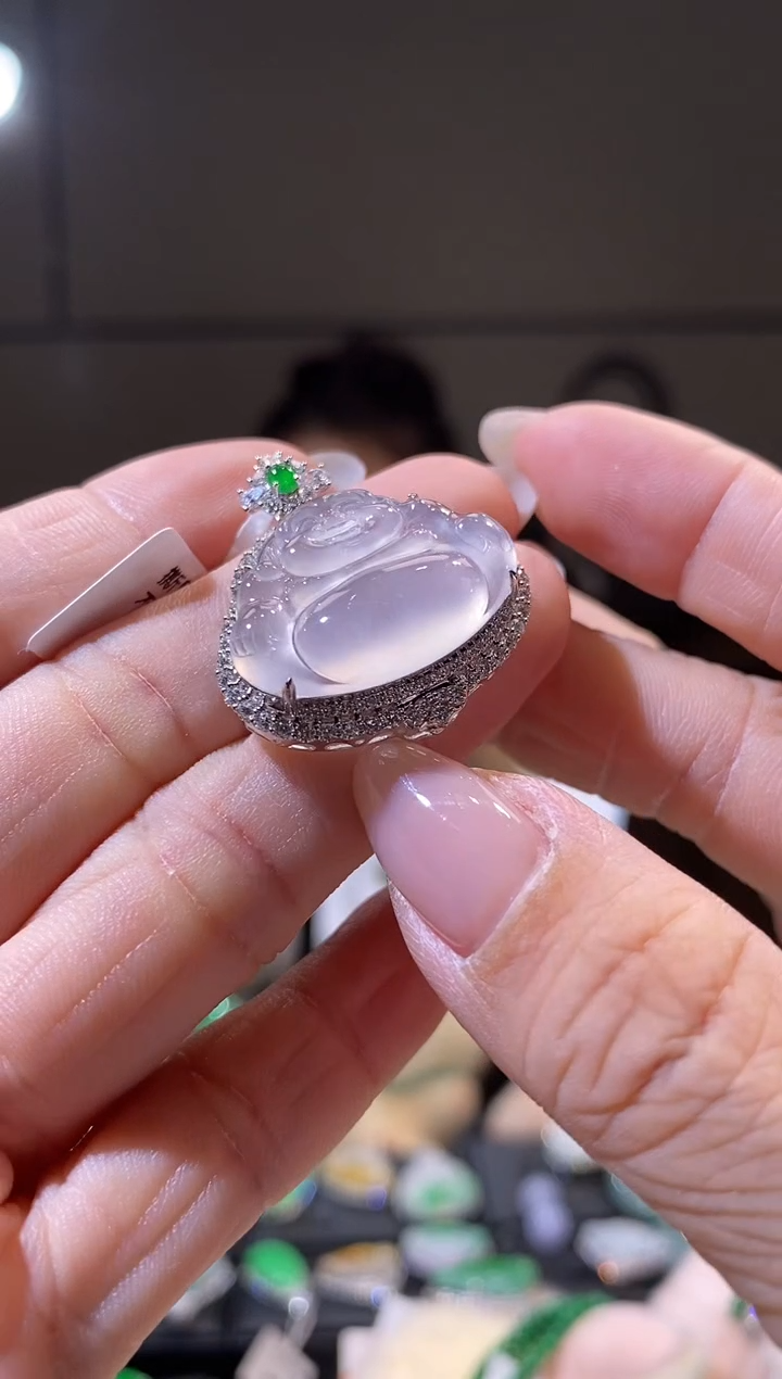 翡翠18K金镶嵌吊坠(不含链)佛公