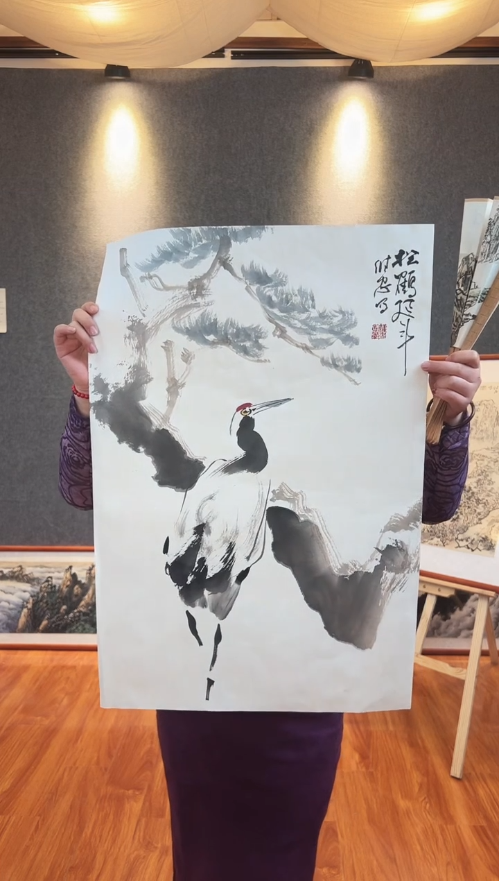 【闪购商品】国画李维忠老师四尺三开仙鹤