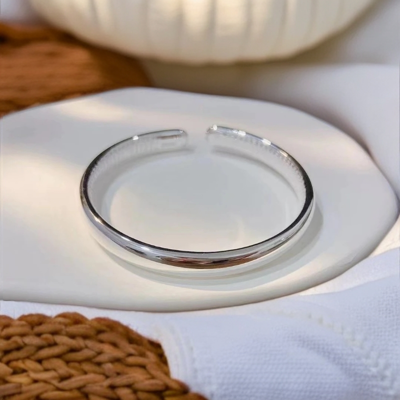 足银手镯 足银999.9实经典泥鳅背内心经银镯子亮面百搭传承素款