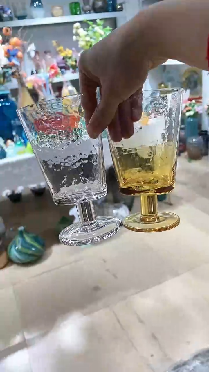 【闪购商品】水晶玻璃2只不同款矮脚杯