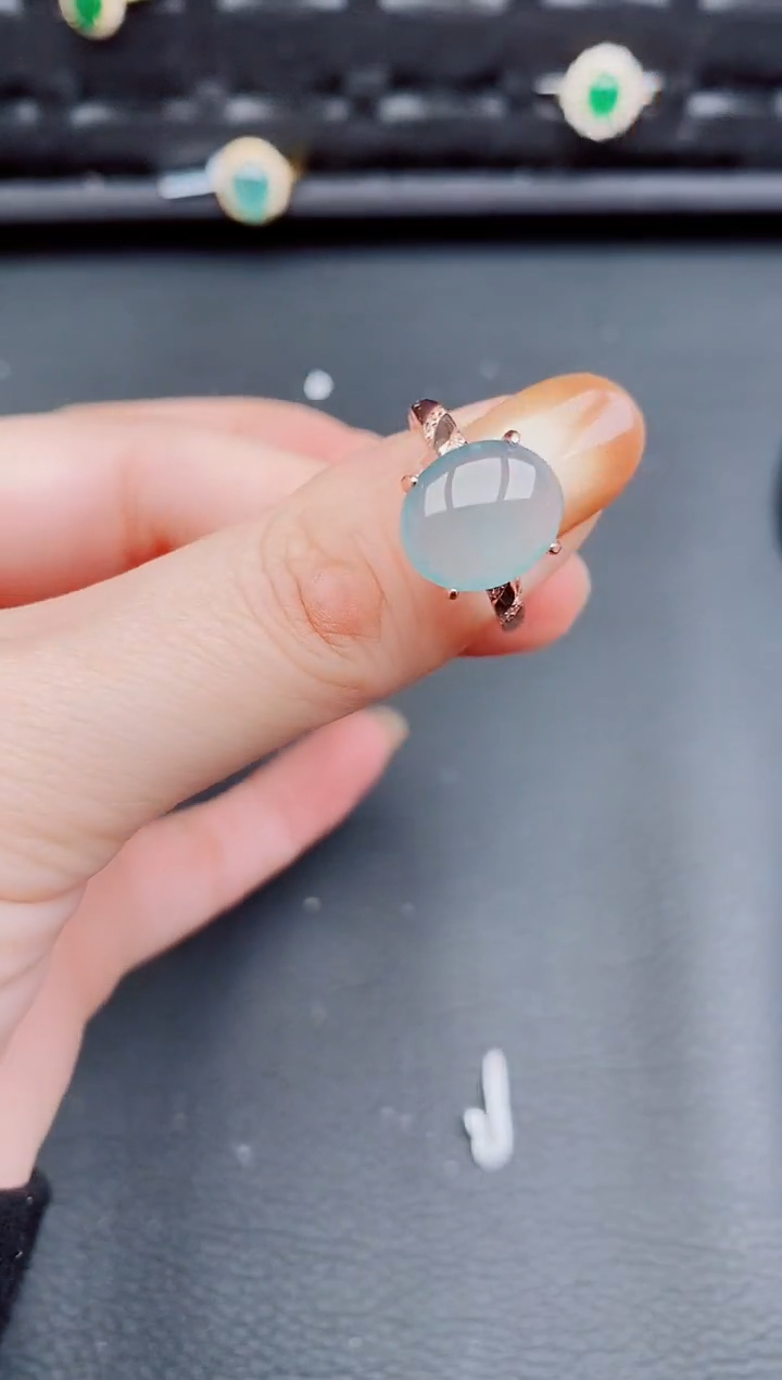 【闪购商品】翡翠戒指银S925镶嵌天然a货翡翠719