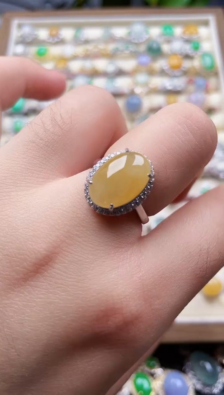 银S925镶嵌戒指翡翠25