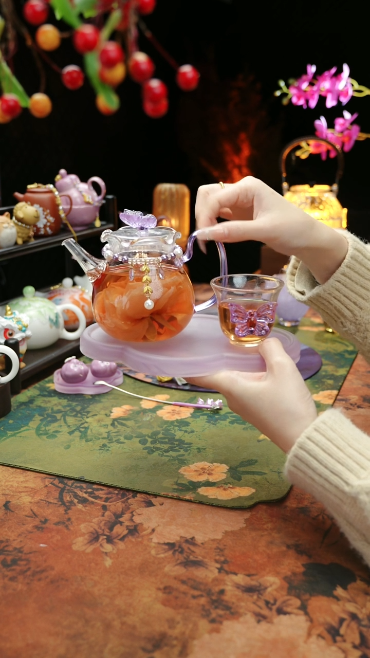 【闪购商品】紫色壶承+茶壶+链子+杯子