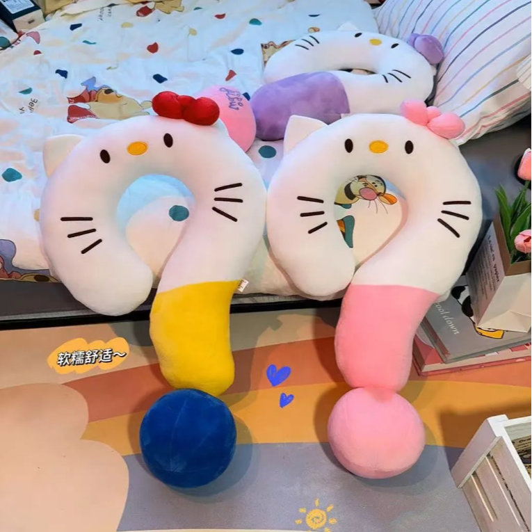 KT猫U型枕创意问号抱枕办公旅游午睡枕头凯蒂猫颈枕送女生日礼物H