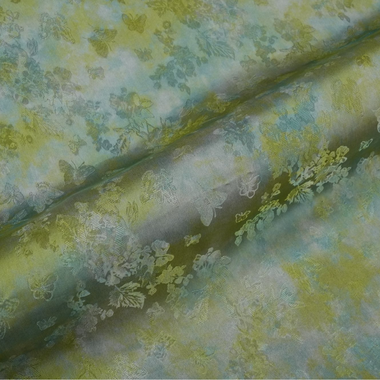 【碧烟浮蝶】真丝香云纱植物香云纱面料半米价