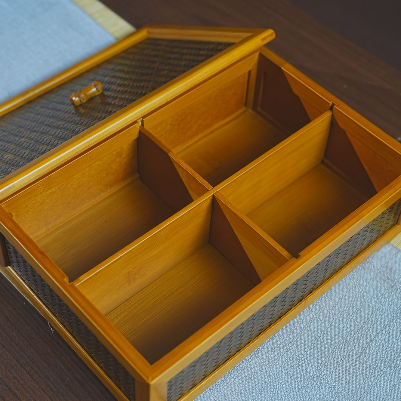 【四姐】手工竹编干果盒首饰糖果盒茶餐桌餐具收纳盒桌面收纳竹编