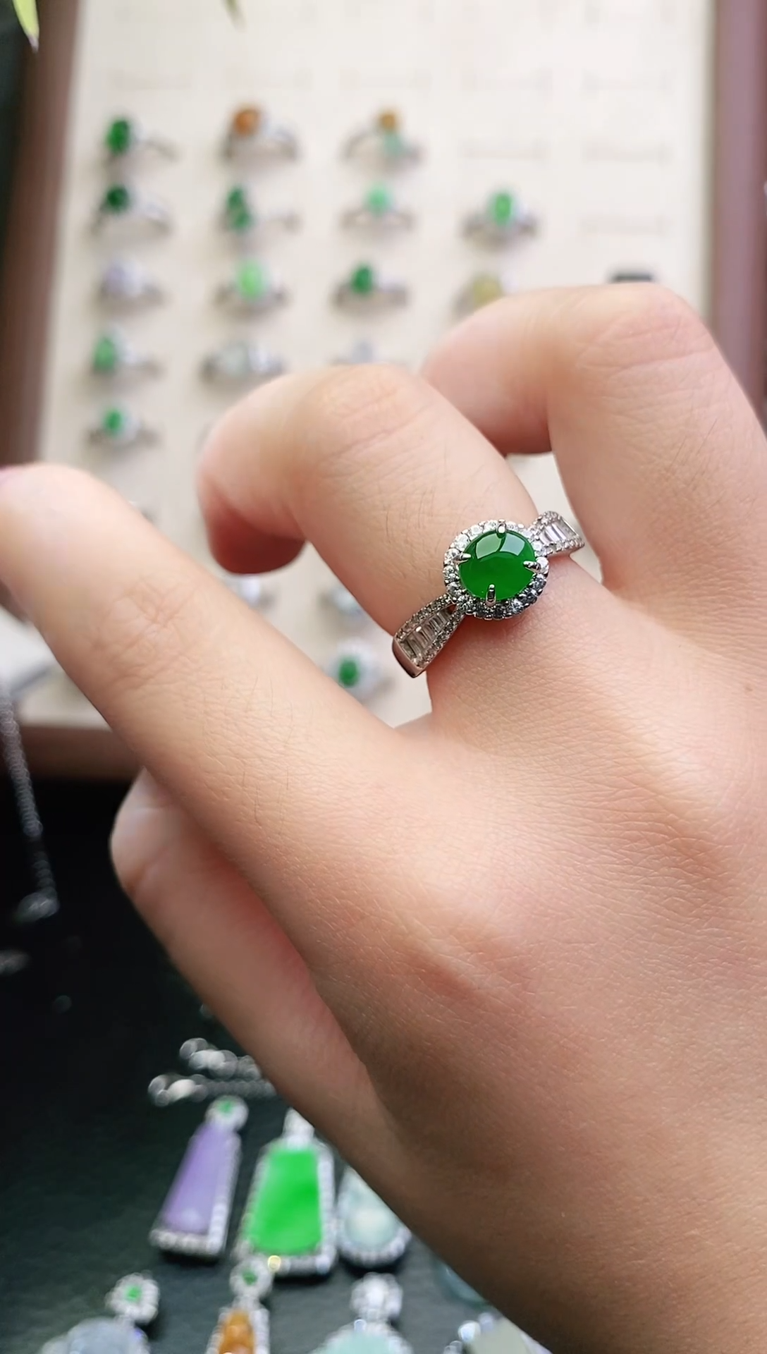 银S925镶嵌戒指翡翠0